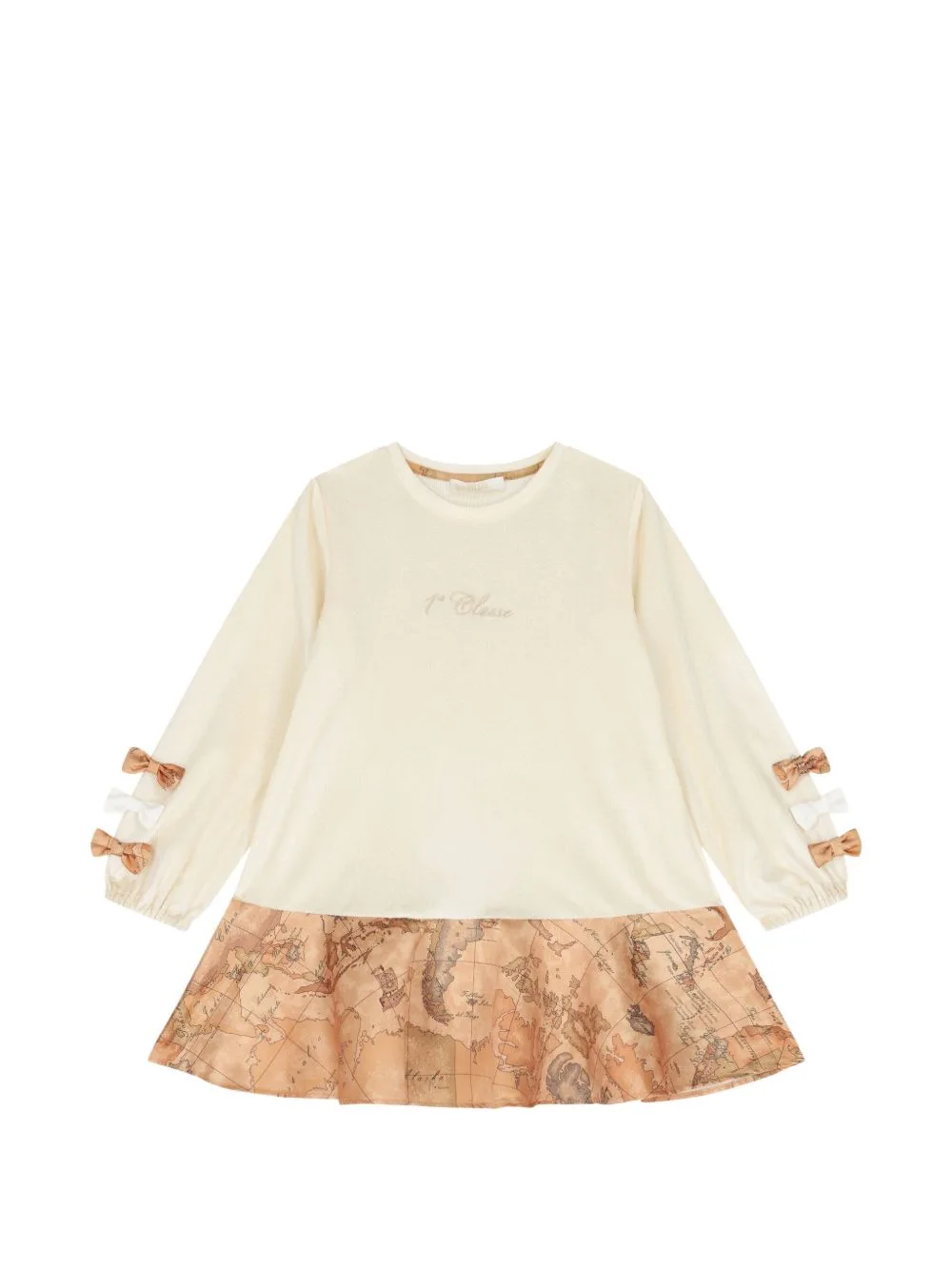 Geo Map-Print Bow-Detail Dress by Alviero Martini Kids