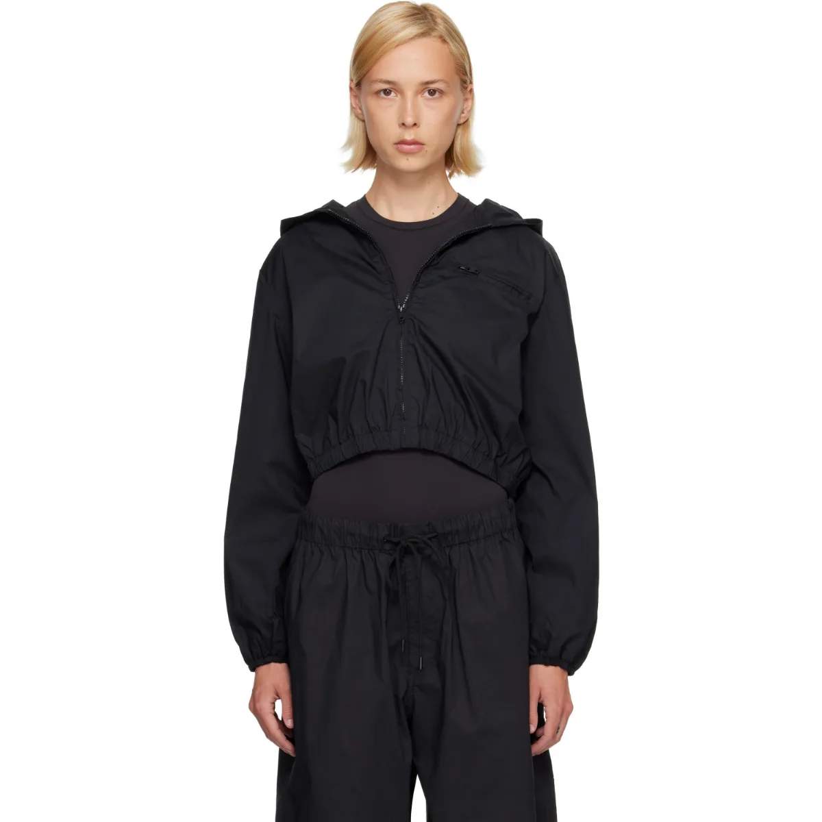 Woven Cotton Cropped Zip Up Jacket by SKIMS