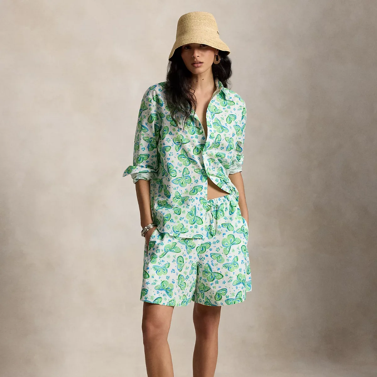 Printed Cotton-Linen Short