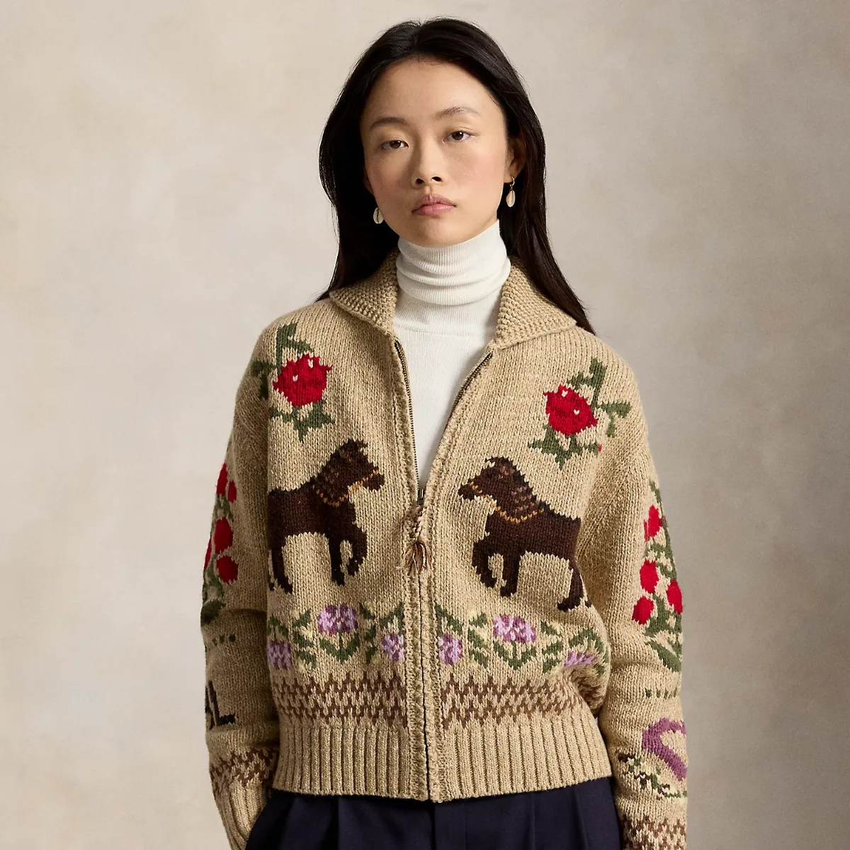 Intarsia-Knit Cotton-Wool Shawl Cardigan by Polo Ralph Lauren