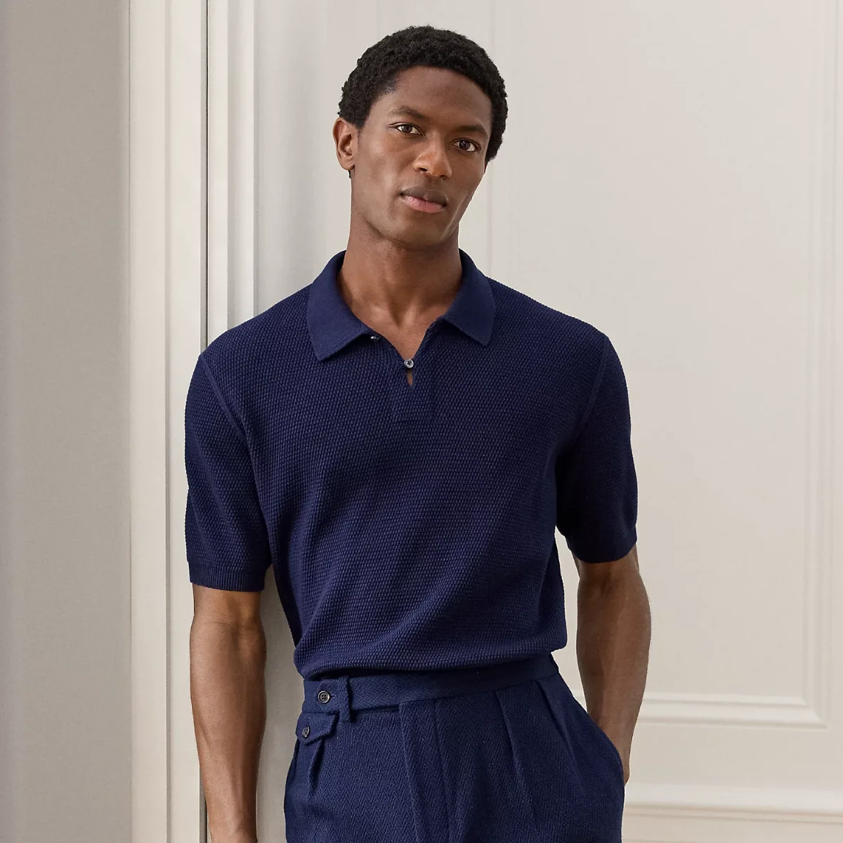 Textured Cotton Polo Jumper by Ralph Lauren Purple Label