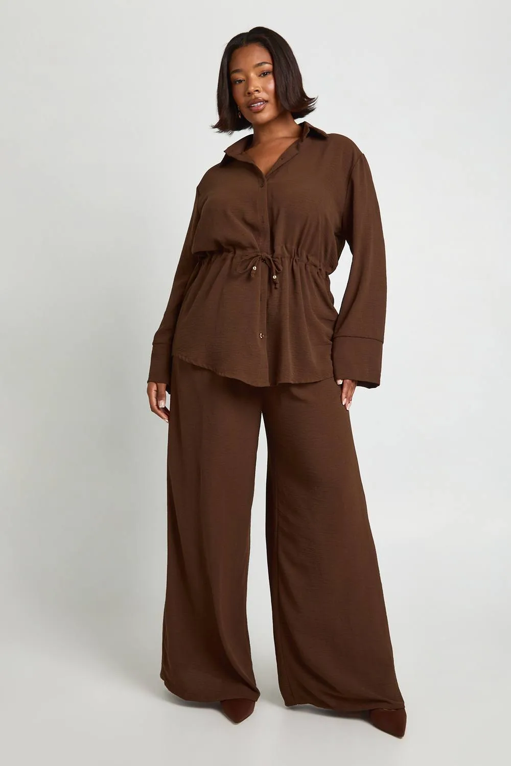 Woven Tie Waist Shirt & Trouser Co Ord