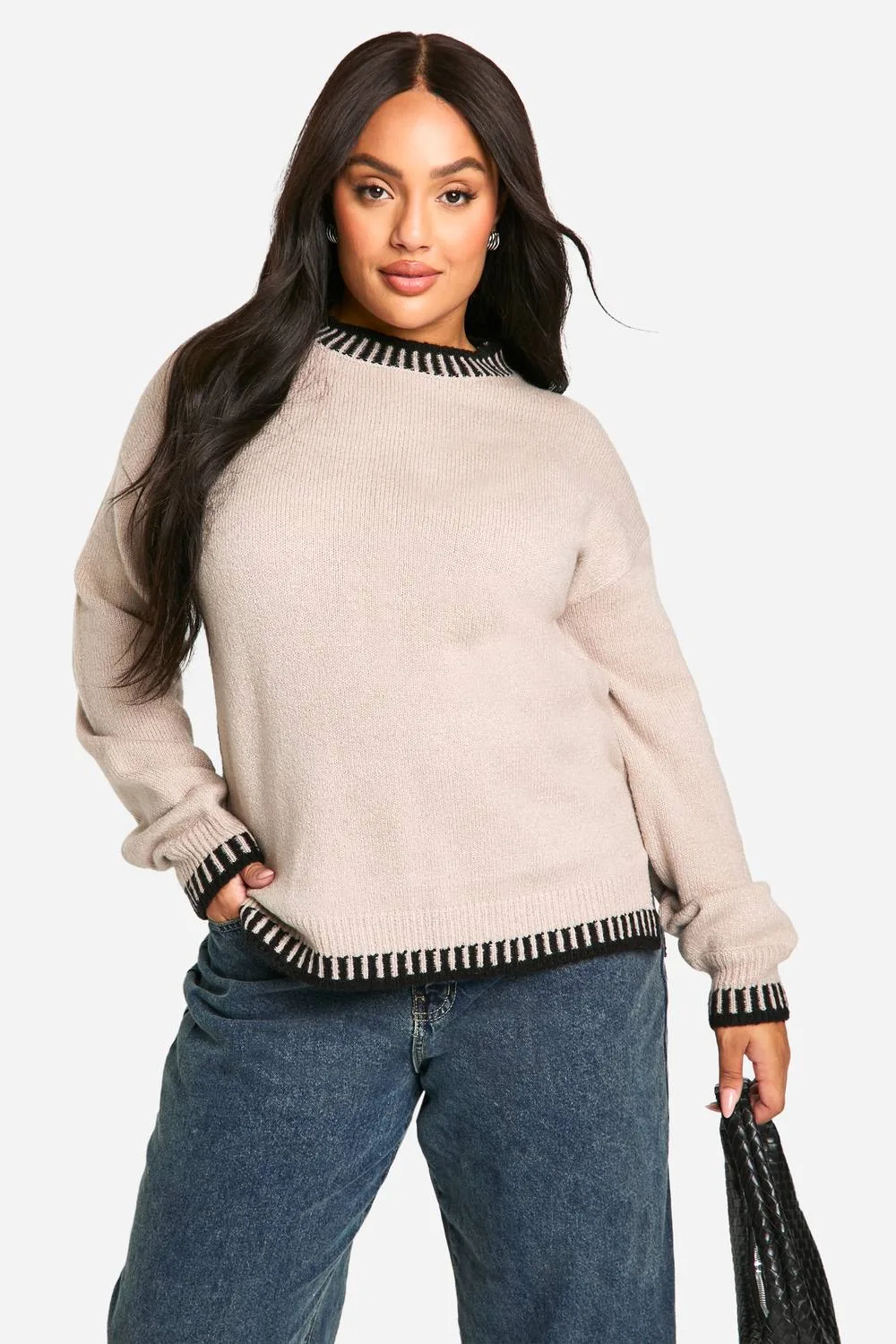 Premium Contrast Trim Jumper by boohoo