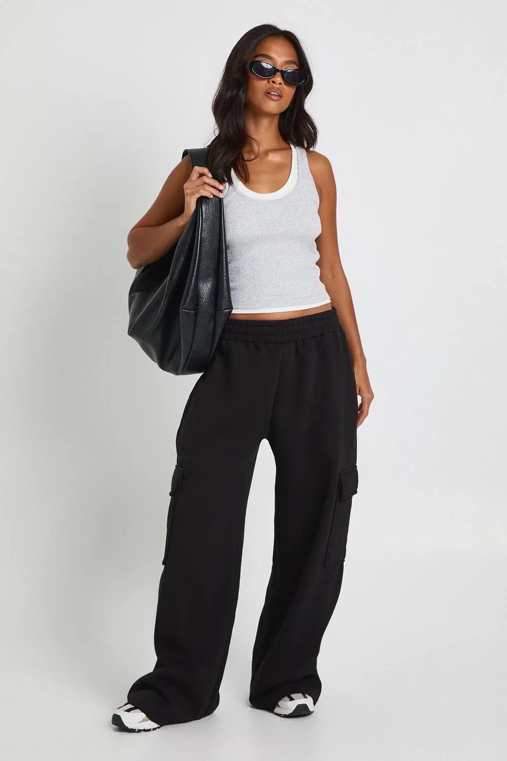 Wide Leg Cargo Joggers Pants by boohoo