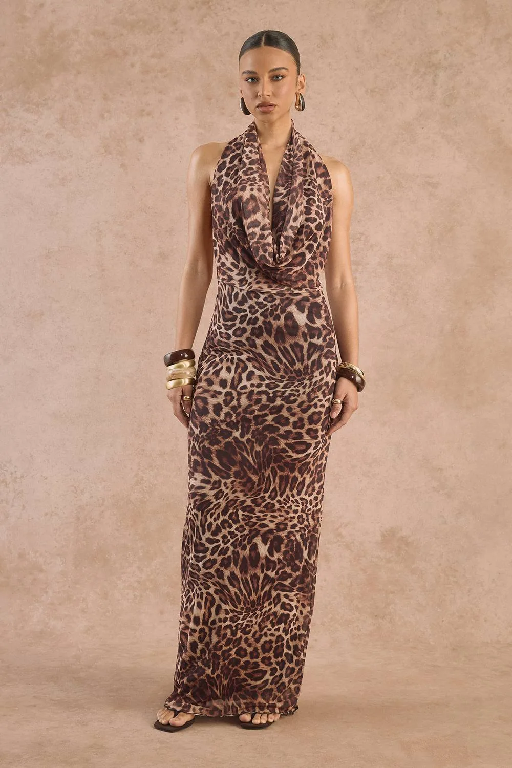 Halterneck Mesh Maxi Dress