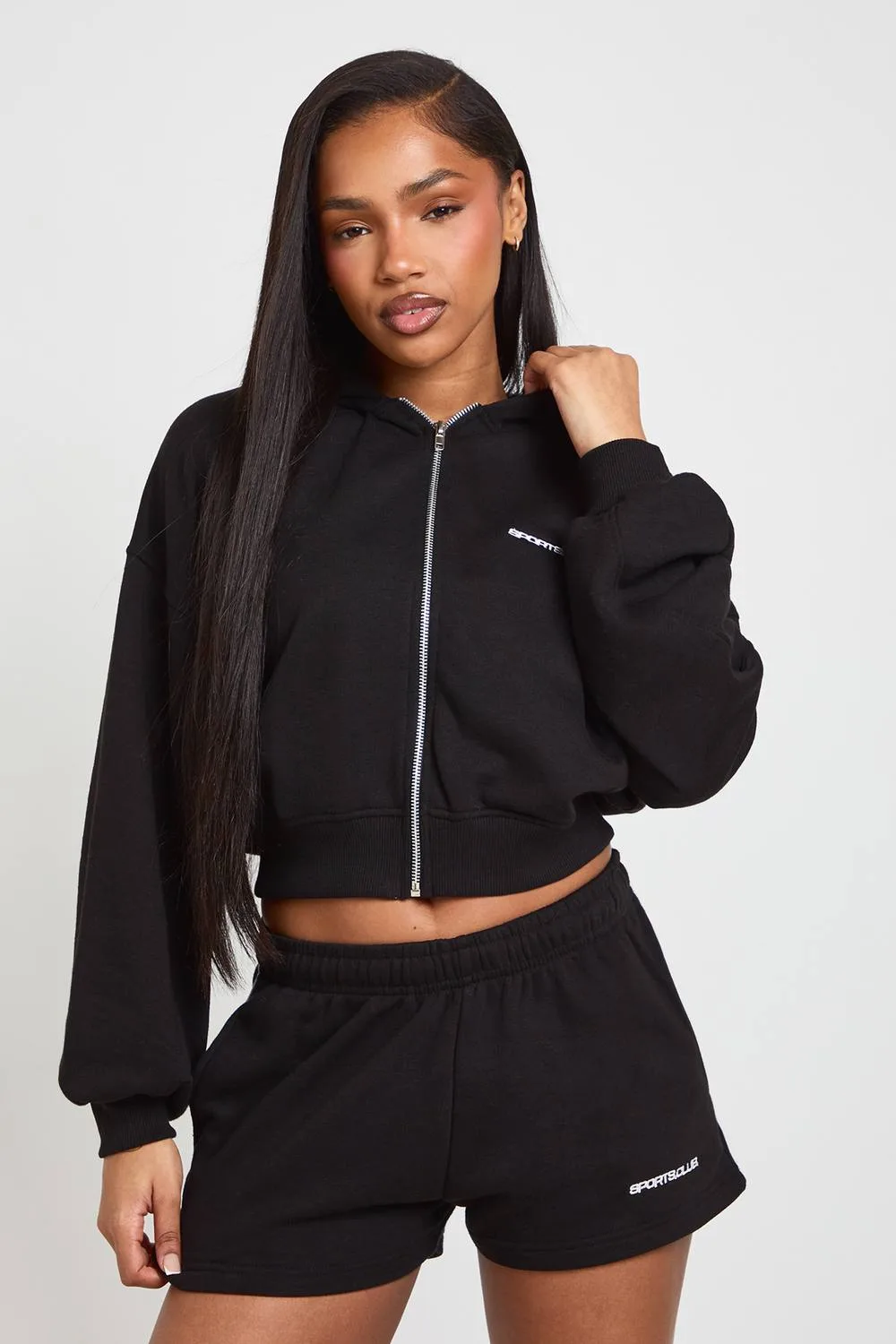 Sports Club Embroidered Zip Through Hoodie by boohoo