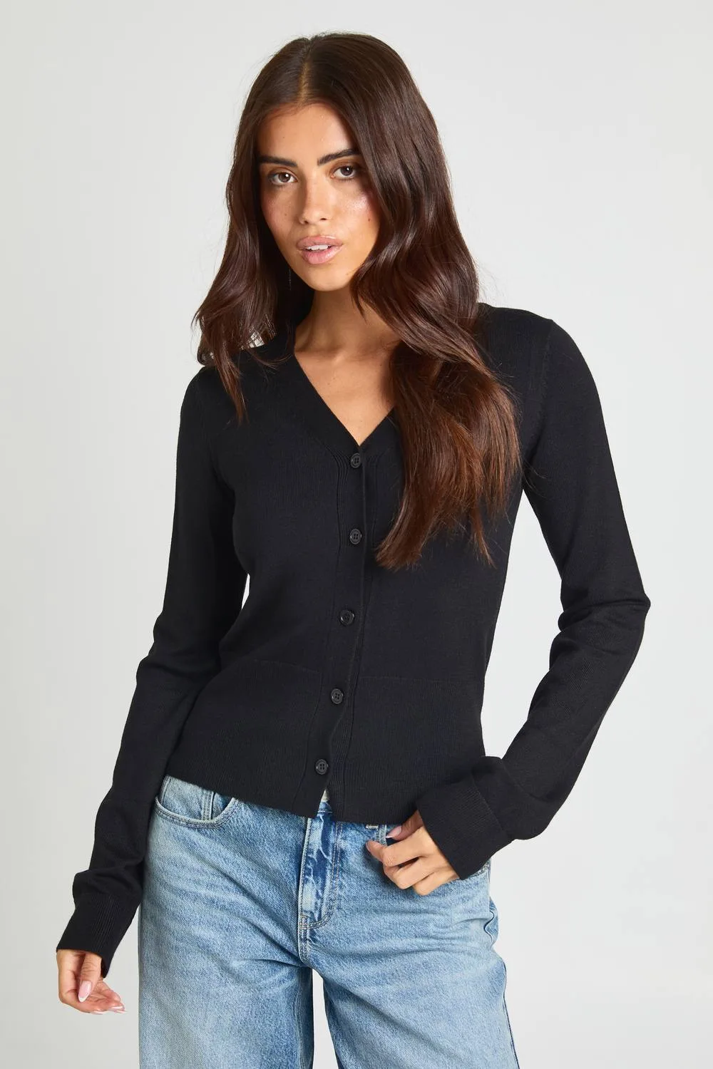 Rib Knit Cinched Hem Cardigan by boohoo