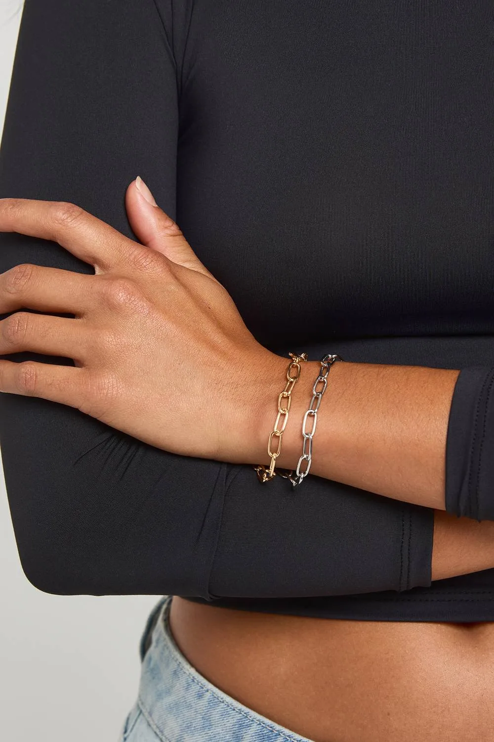 Two Tone Mixed Metal Linked Bracelets 2 Pack by boohoo