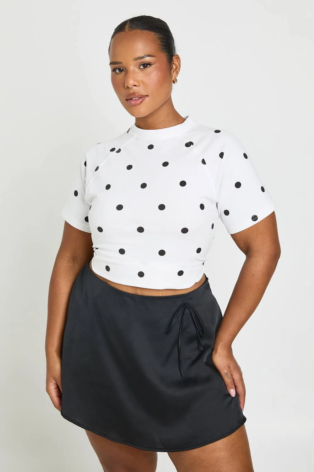 Satin Tie Side Skort by boohoo