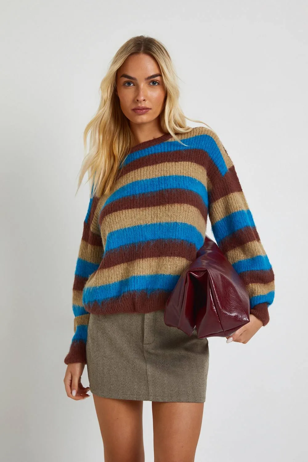 Brushed Soft Knit Oversized Crew Neck Jumper by boohoo