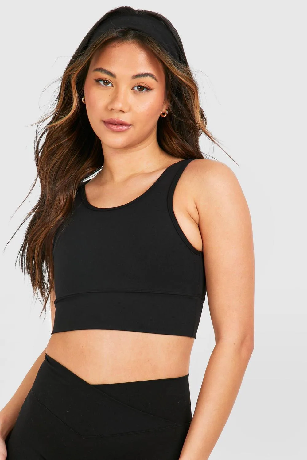 DSGN Studio Ultra Sculpt Padded Deep Hem Light Support Sports Bra by boohoo
