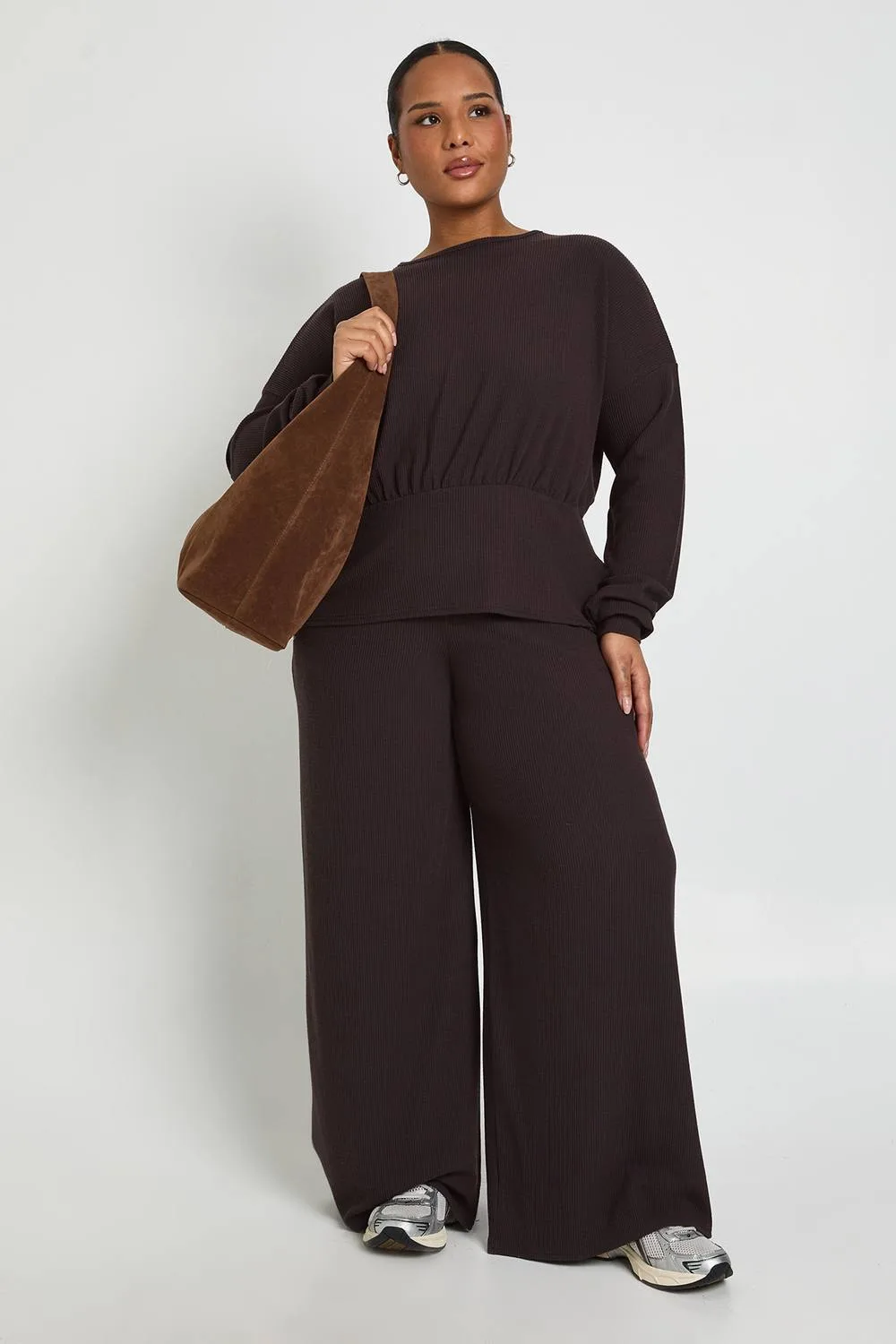 Cinched Waist Long Sleeve Top & Trouser Co Ord by boohoo