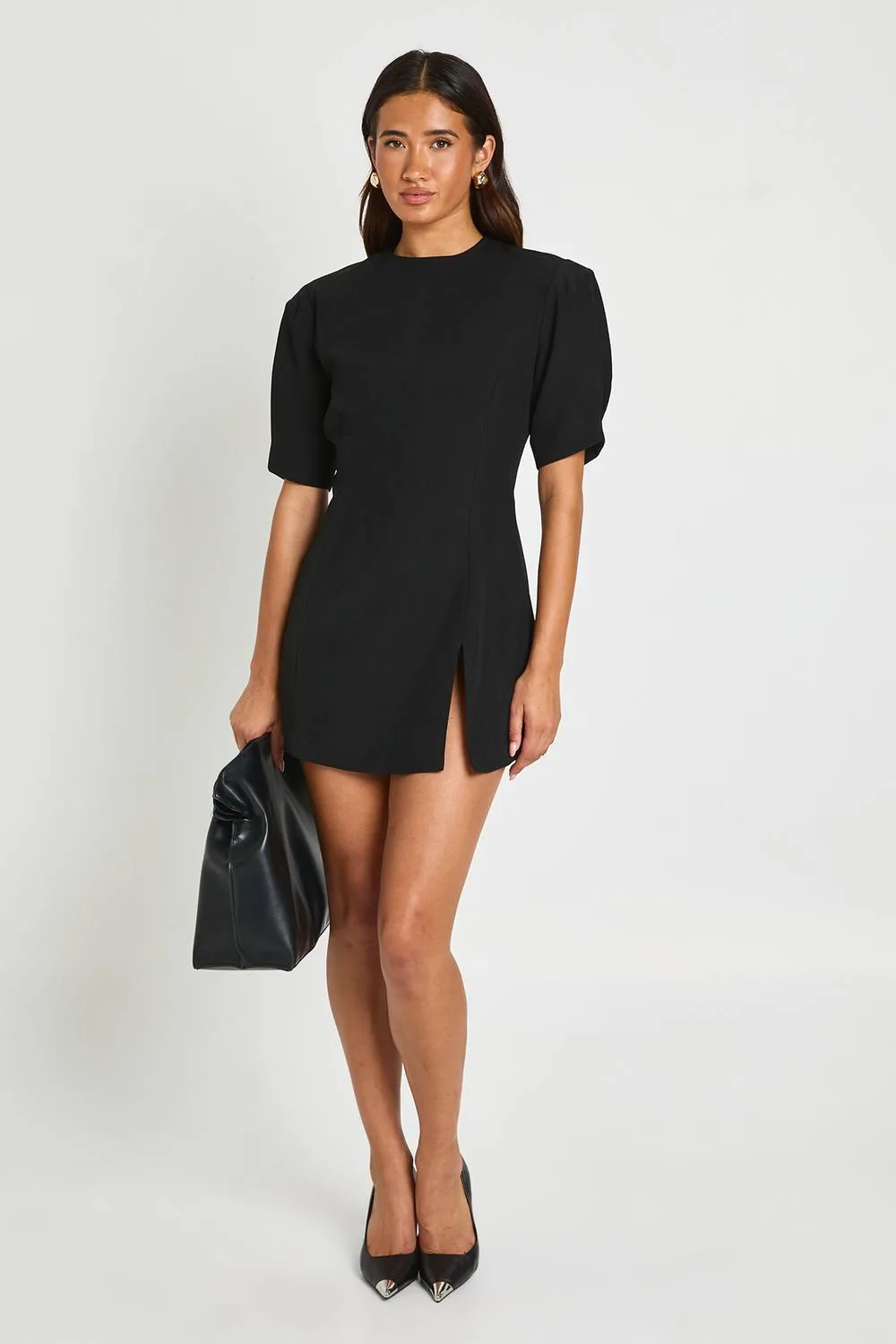 Extreme Shoulder Pad Tailored Mini Dress by boohoo