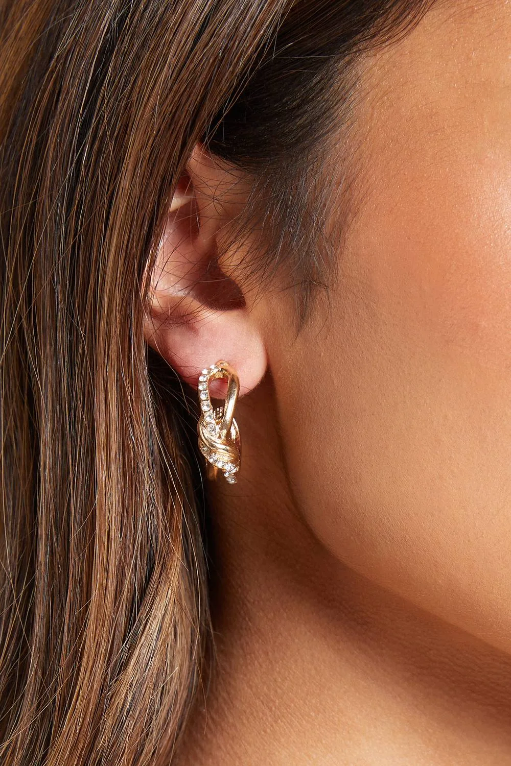 Embellished Knot Detail Hoop Earrings