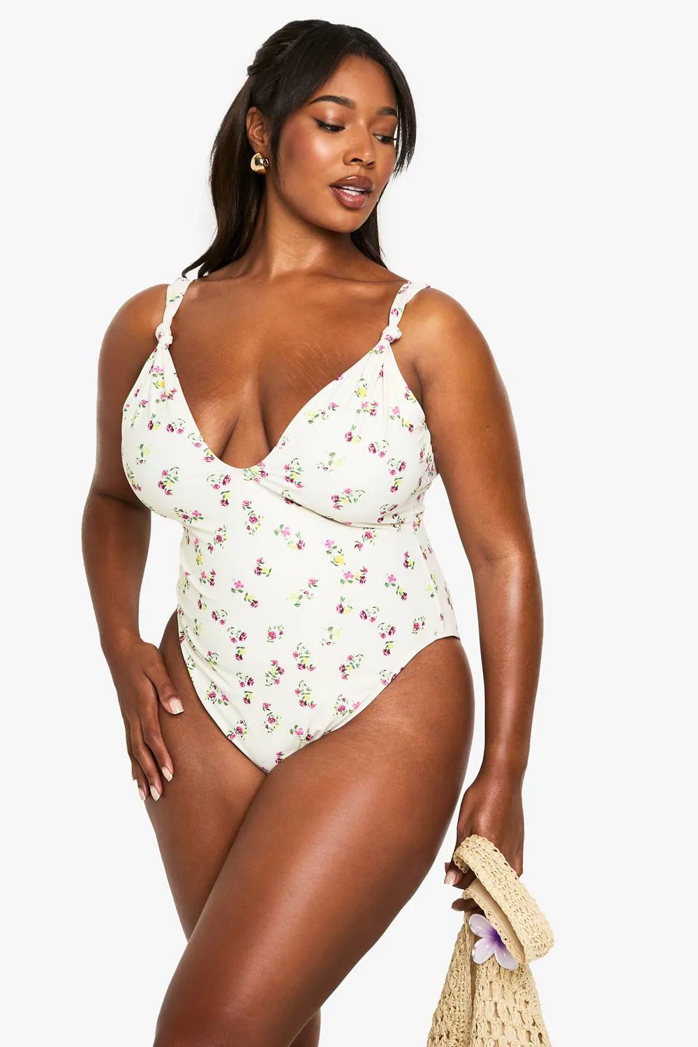 Printed Knotted Swimsuit by boohoo