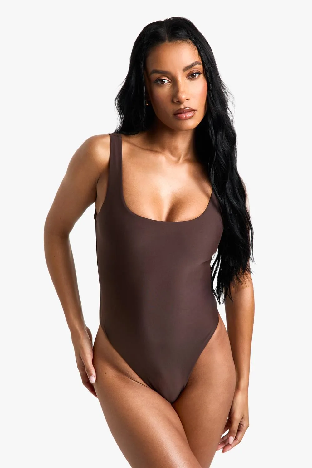 Swimwear Essentials Square Neck Swimsuit by boohoo