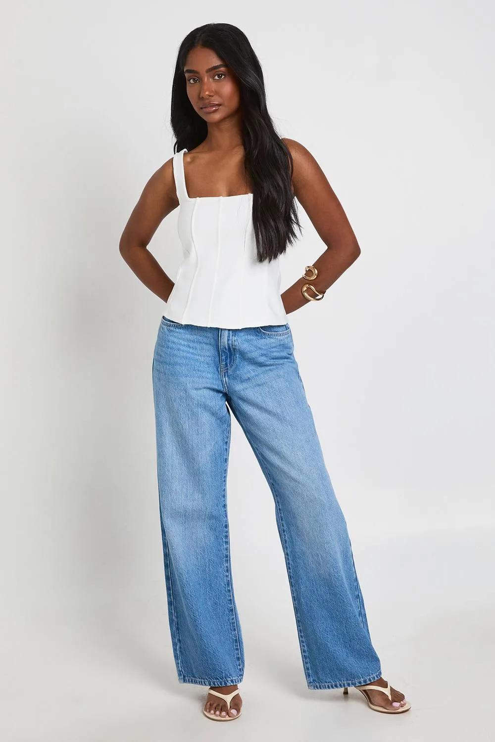 Square Neck Bandage Corset Top by boohoo