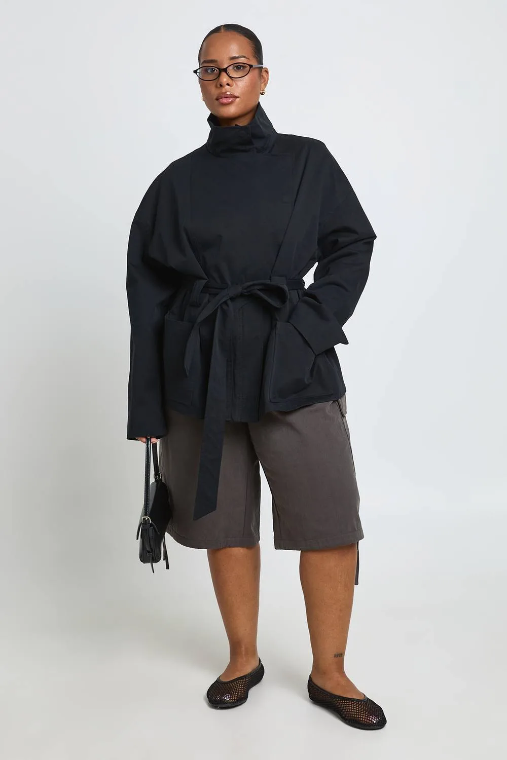 Belted Short Trench Coat by boohoo