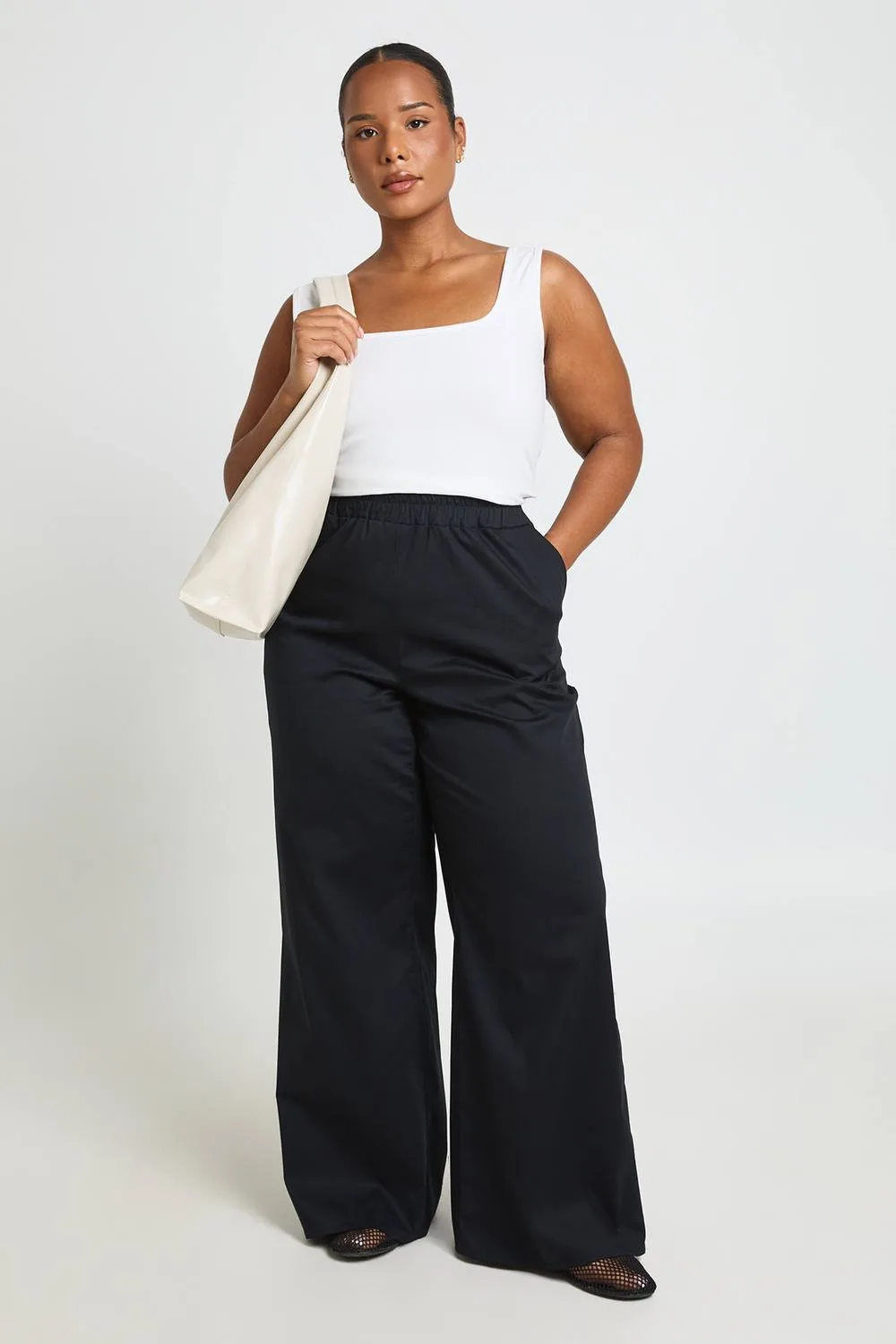 Elasticated Wide Leg Trousers by boohoo