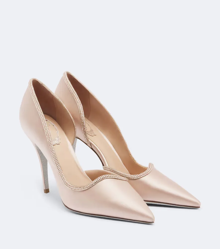 Onda Embellished Satin Pumps by Rene Caovilla