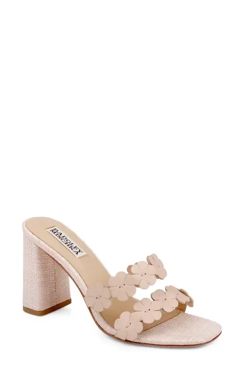 Webster Slide Sandal in Beige Leather by Badgley Mischka Collection