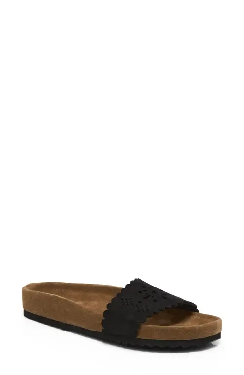 Shore Slide Sandal in Black Suede