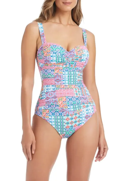Shirred Underwire One-Piece Swimsuit by Rod Beattie