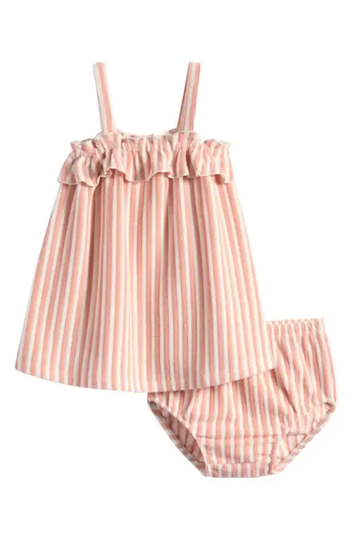 Stripe Ruffle Organic Cotton Blend Terry Top & Bloomers Set by Petit Lem