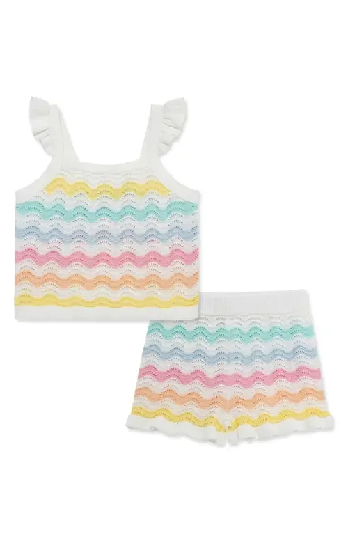 Wavy Pointelle Knit Tank & Shorts Set by Little Me