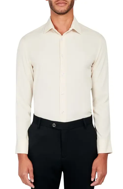 Slim Fit Solid Performance Dress Shirt by Brooklyn Brigade