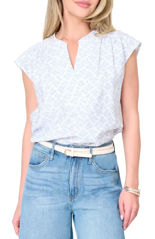 Split Neck Cap Sleeve High-Low Top by GIBSONLOOK