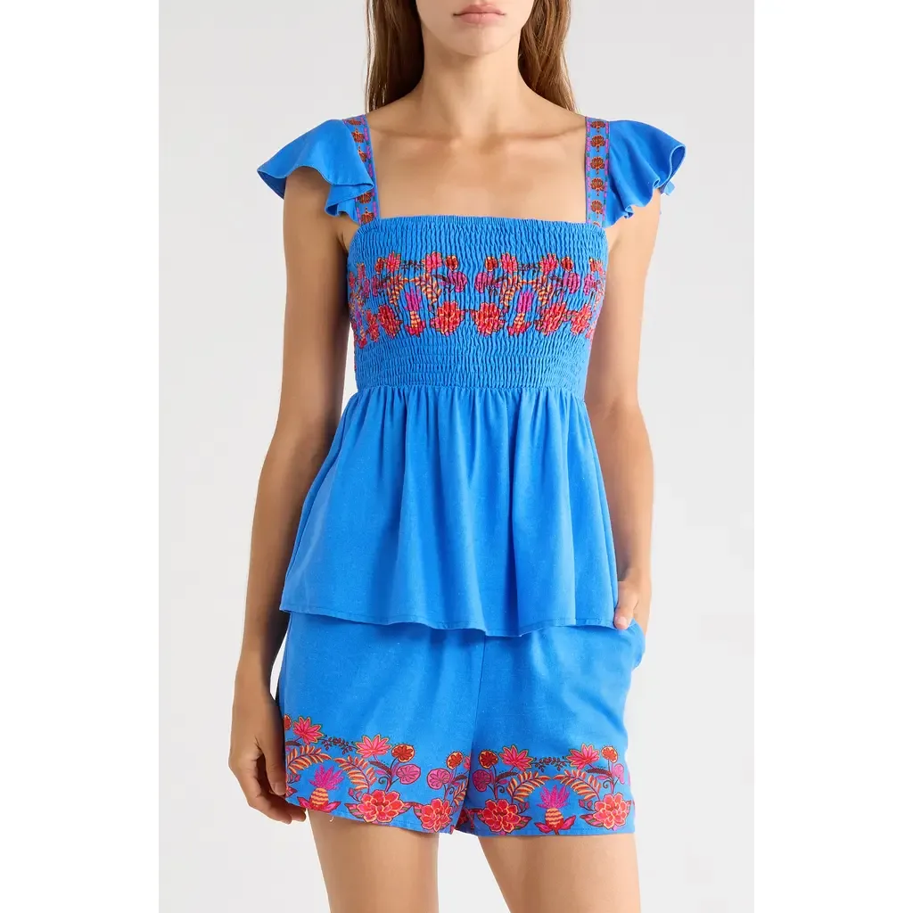 Isela Smocked Flutter Sleeve Top by SUGARLIPS