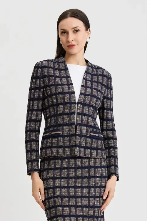 Checkered Knit Jacket by Ming Wang