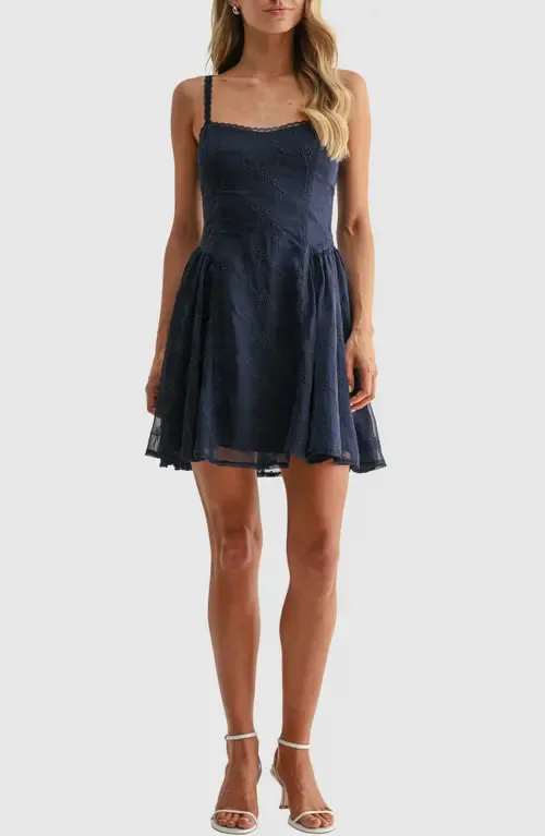 Eyelet Lace Fit & Flare Party Dress