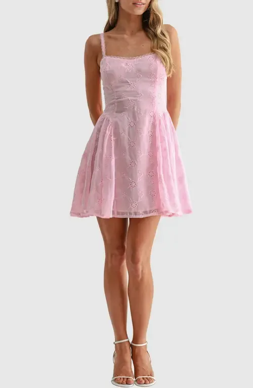 Eyelet Lace Fit & Flare Party Dress