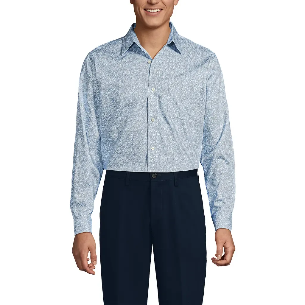 No Iron Supima Cotton Pinpoint Straight Collar Dress Shirt