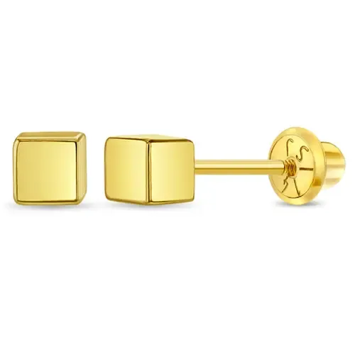 14k Tiny Cubed Earrings by In Season Jewelry