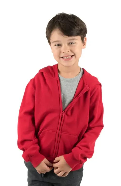 Zip-Up Sweatshirt Hoodie, Cotton Blend, Solid Colors by Leveret
