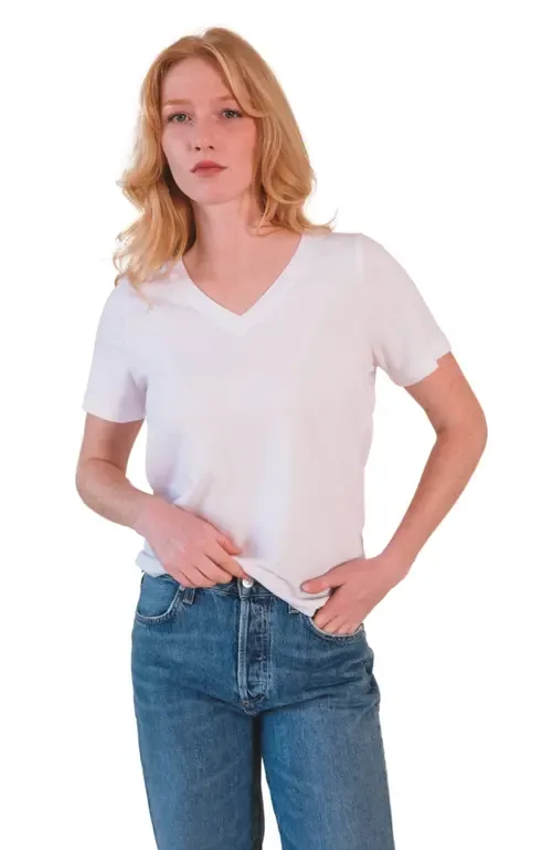 Louise Organic Cotton + Tencel V-Neck Tee