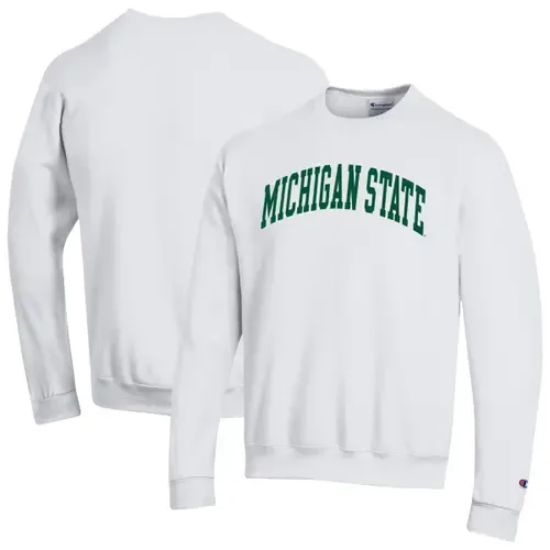 Champion White Michigan State Spartans Basic Arch Fleece Pullover Sweatshirt