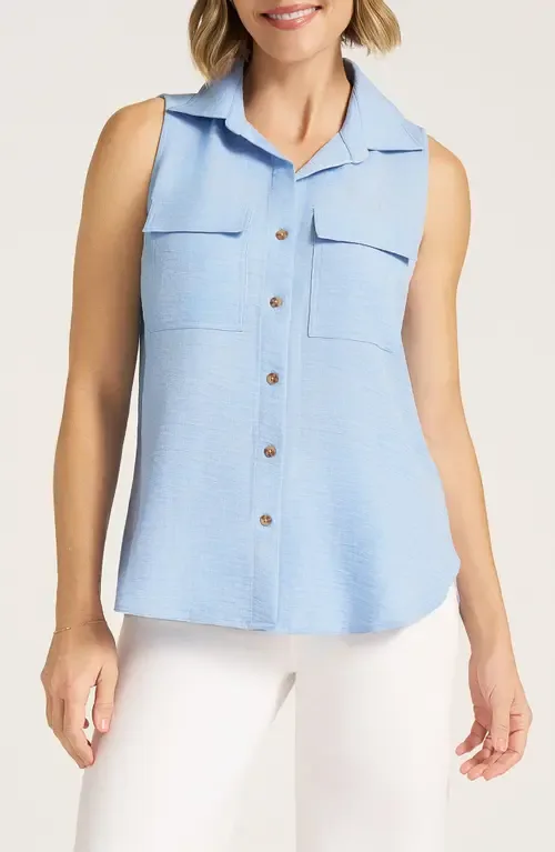 Euclid Sleeveless Button-Up Shirt by matty m.