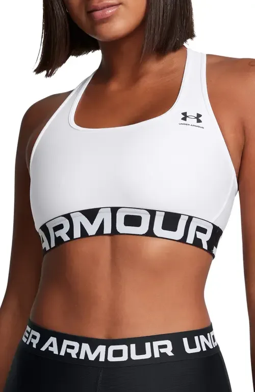 HeatGear® Mid Racerback Logo Jacquard Sports Bra