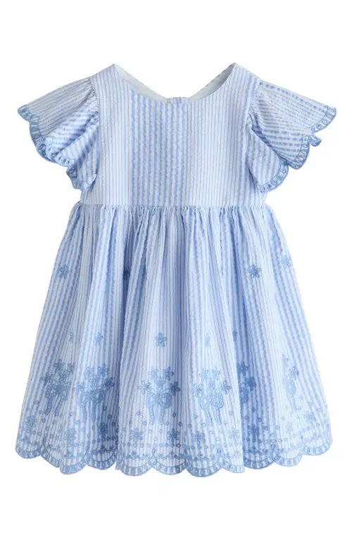 Stripe Broderie Flutter Sleeve Dress by NEXT