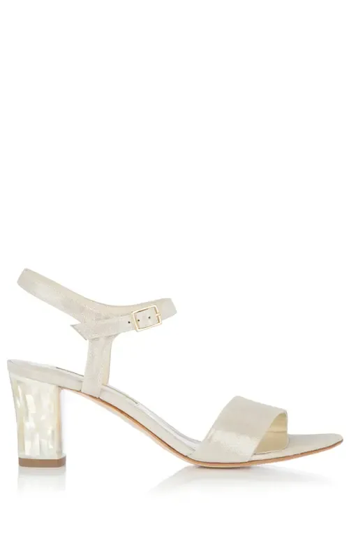 Martina Midi Champagne Ankle Strap Pearl Heel Sandal