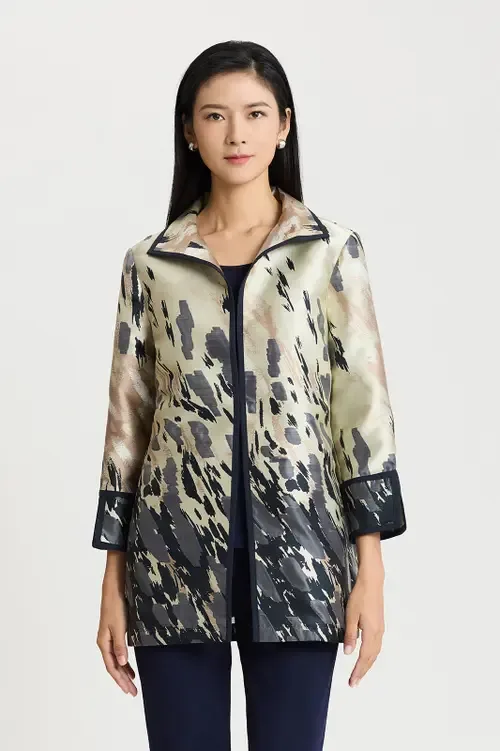 Abstract Animal Print Woven Jacket