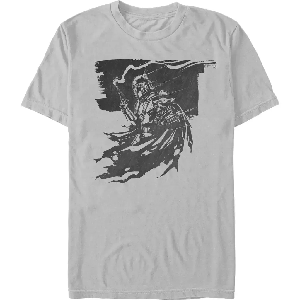 Din Djarin and the Child Powerful Scene Short Sleeve Graphic T-Shirt by Star Wars: The Mandalorian and Grogu