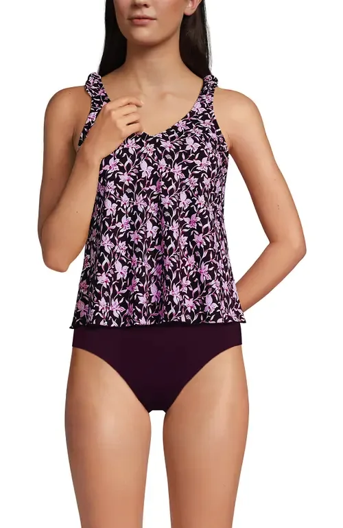D-Cup Tie Shoulder Flutter Tankini Top by Lands' End