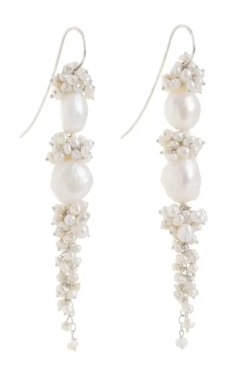Baroque Pearl Long Drops by Freya Rose