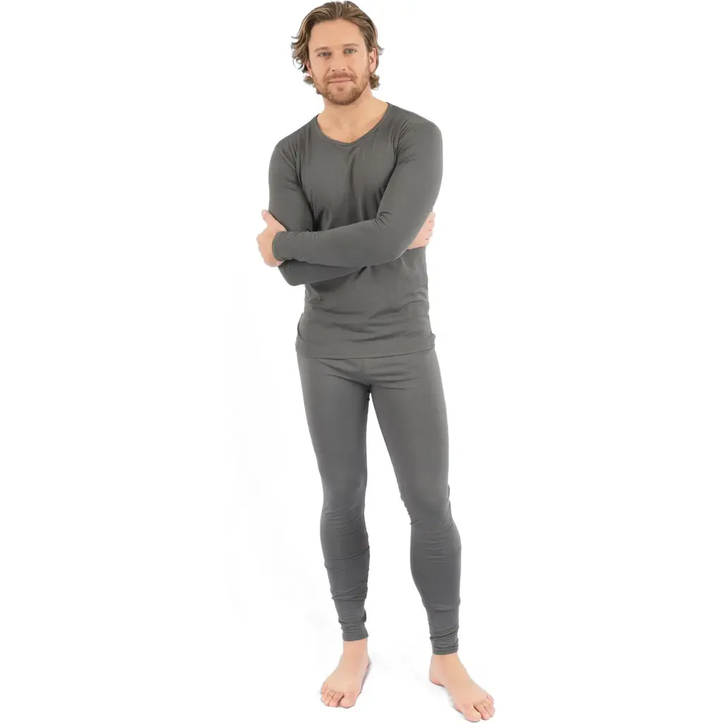 Two-Piece Thermal Long Sleeve Solid Pajamas by Leveret