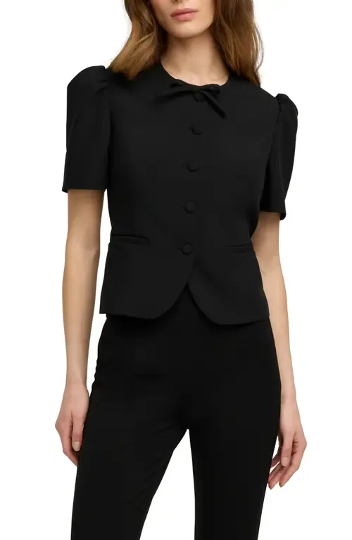 The Pardon Bow Detail Short Sleeve Jacket by Favorite Daughter